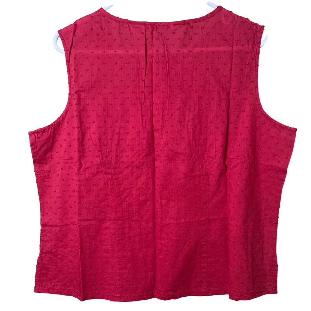Hannah Pink Swiss Dot Sleeveless Blouse XL Cotton Pintuck Cottagecore Boho Top - Picture 2 of 8